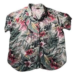 Teddi Woman Tropical Button-Up Shirt | Size 1X | Floral Island Vibes